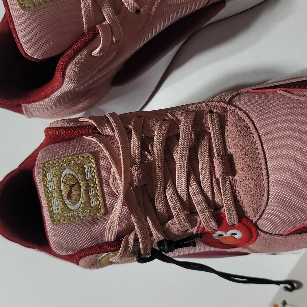 PUMA BIG KID PINK SNEAKERS  BURGUNDY RS 9.8 SESAME STREET 50TH ANNIVERSARY SZ 7 - Picture 10 of 12